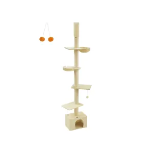 231-291 cm Floor to Ceiling Cat Tree for Indoor Cats