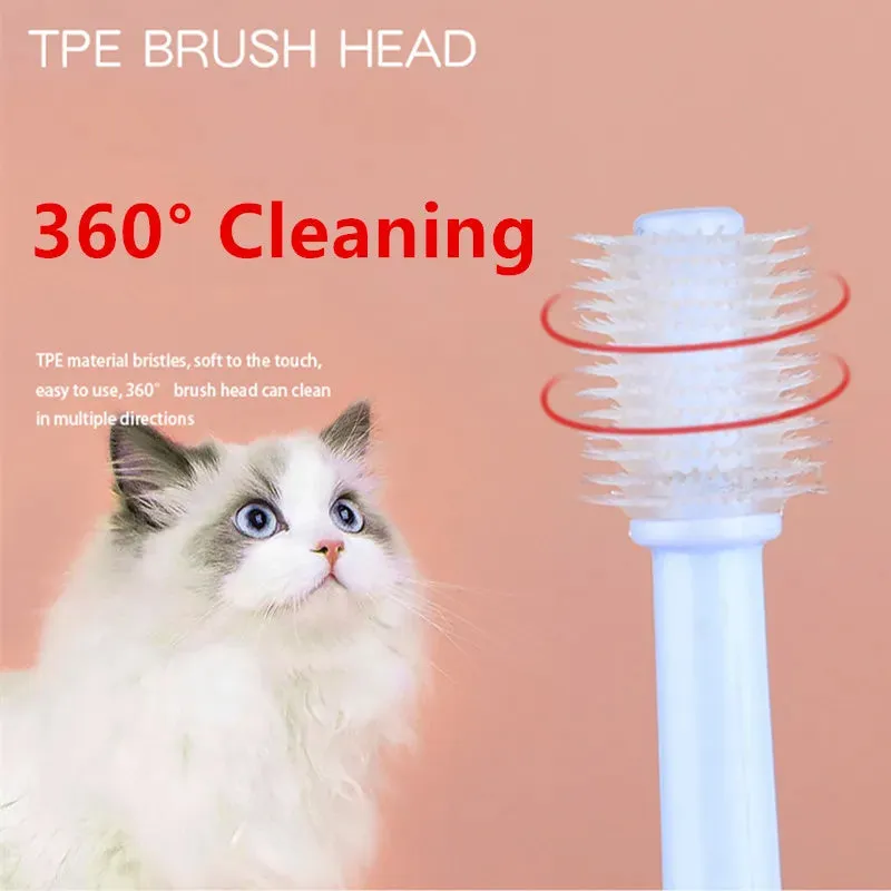 360° Cleaning Cat Toothbrush - Soft Bristle Teeth Grooming Brush for Cats