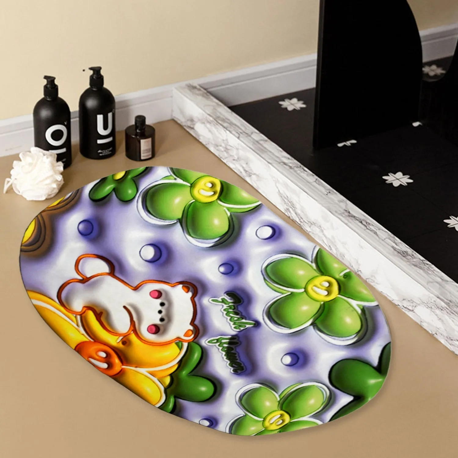 4598  Super Absorbent Floor Mat, Non Slip Bath Mat Easter Quick Dry Bath Mat Rug for Bathroom Bathtub fit Under Door