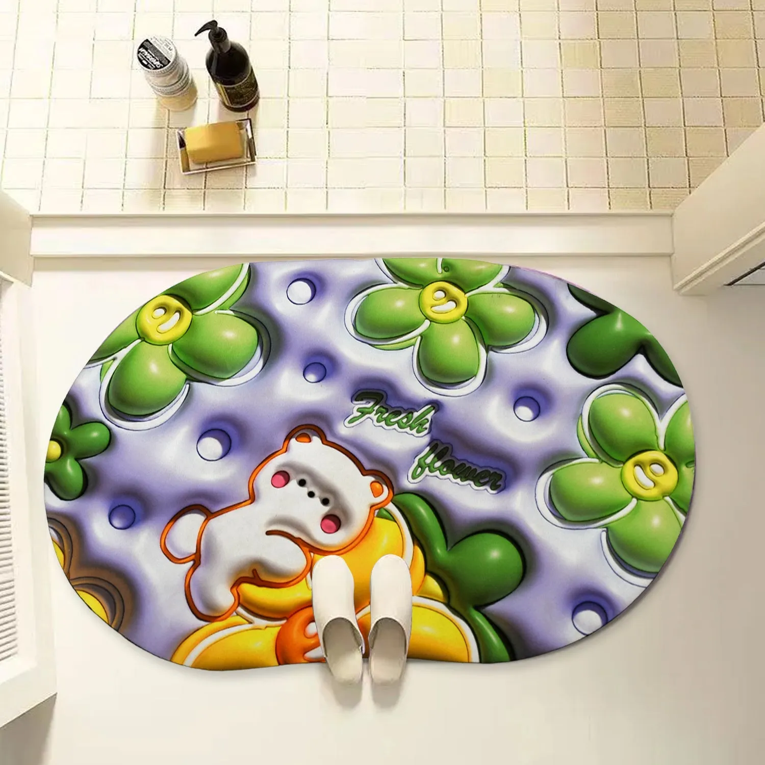 4598  Super Absorbent Floor Mat, Non Slip Bath Mat Easter Quick Dry Bath Mat Rug for Bathroom Bathtub fit Under Door