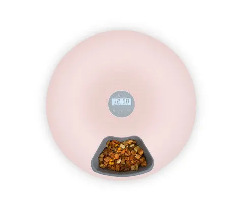 6 Meal Automatic Pet Food Dispenser with Programmable Timer - Blush