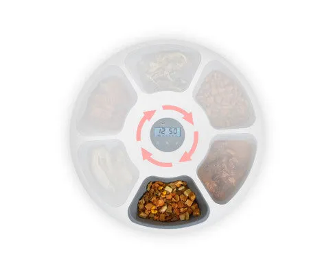 6 Meal Automatic Pet Food Dispenser with Programmable Timer - White