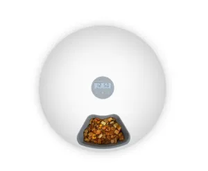 6 Meal Automatic Pet Food Dispenser with Programmable Timer - White