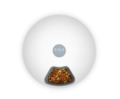 6 Meal Automatic Pet Food Dispenser with Programmable Timer - White