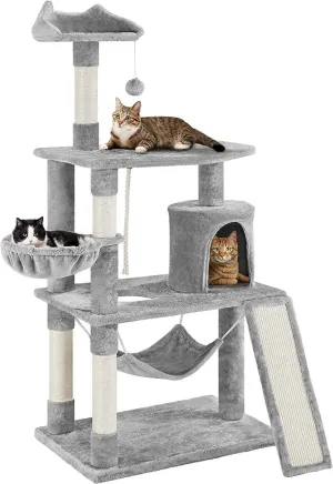 63.5" Deluxe Multi-Level Cat Tree Tower - Complete Activity Center with Scratching Posts, Platforms & Hammock