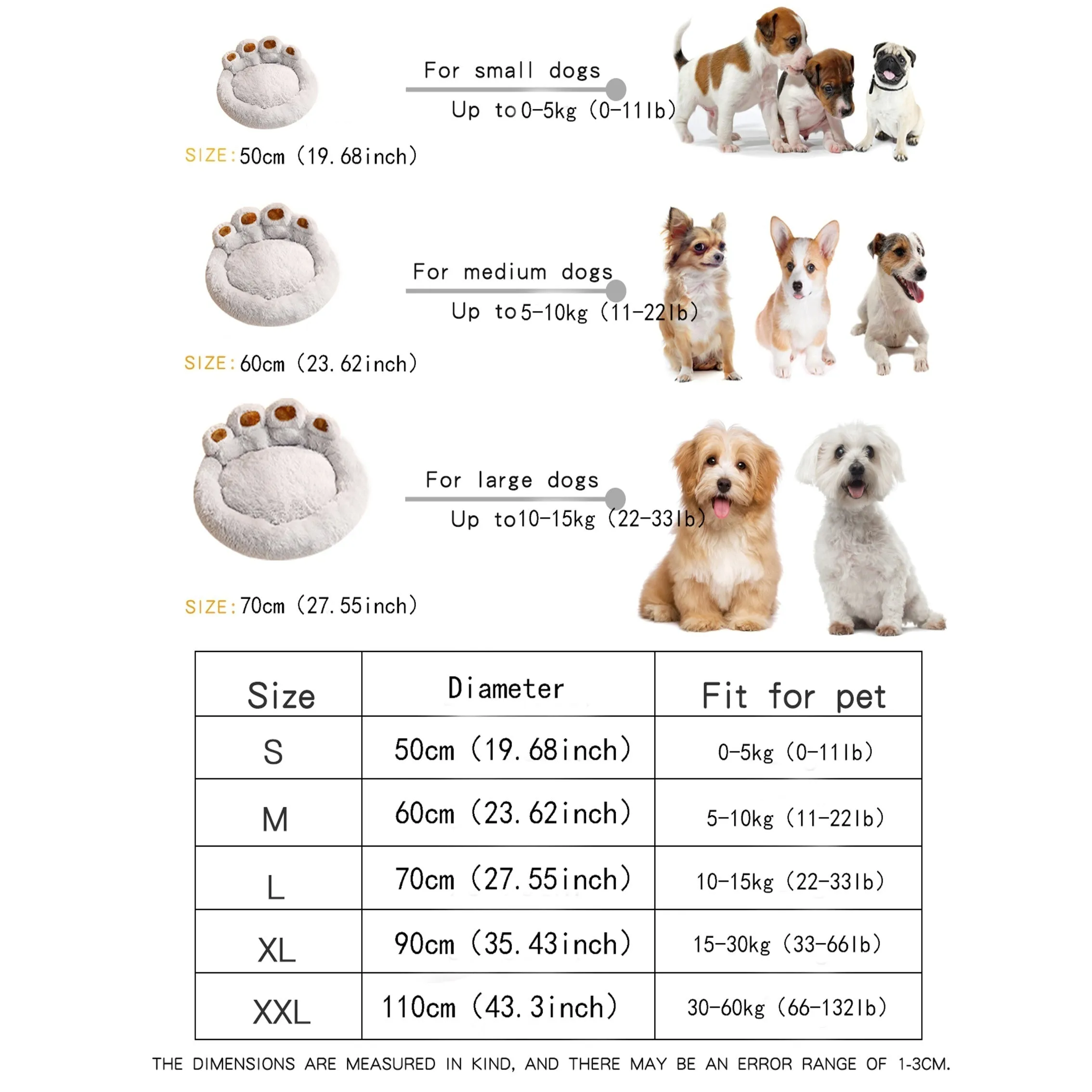 All Seasons Pet Dog Bed | Warm Dog Bed Cushion for Cozy Sleep | Paw Shape Pet Sleep Mat Sofa Dog House | 24/7 Customer Service