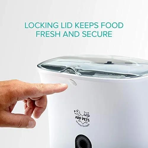 Arf Pets Automatic Pet Feeder Food Dispenser for Dogs, Cats & Small Animals - Features Distribution Alarms, Portion Control & Voice Recording - Timer Programmable Up to 4 Meals a Day