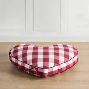 Beau Valentine's Gingham Love Heart Dog Bed - White/Red