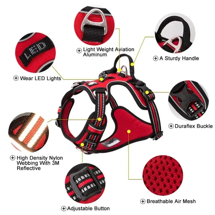 Breathable No Pull Dog Harness with Reflectors, L - Orange