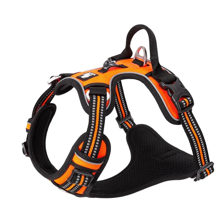 Breathable No Pull Dog Harness with Reflectors, L - Orange
