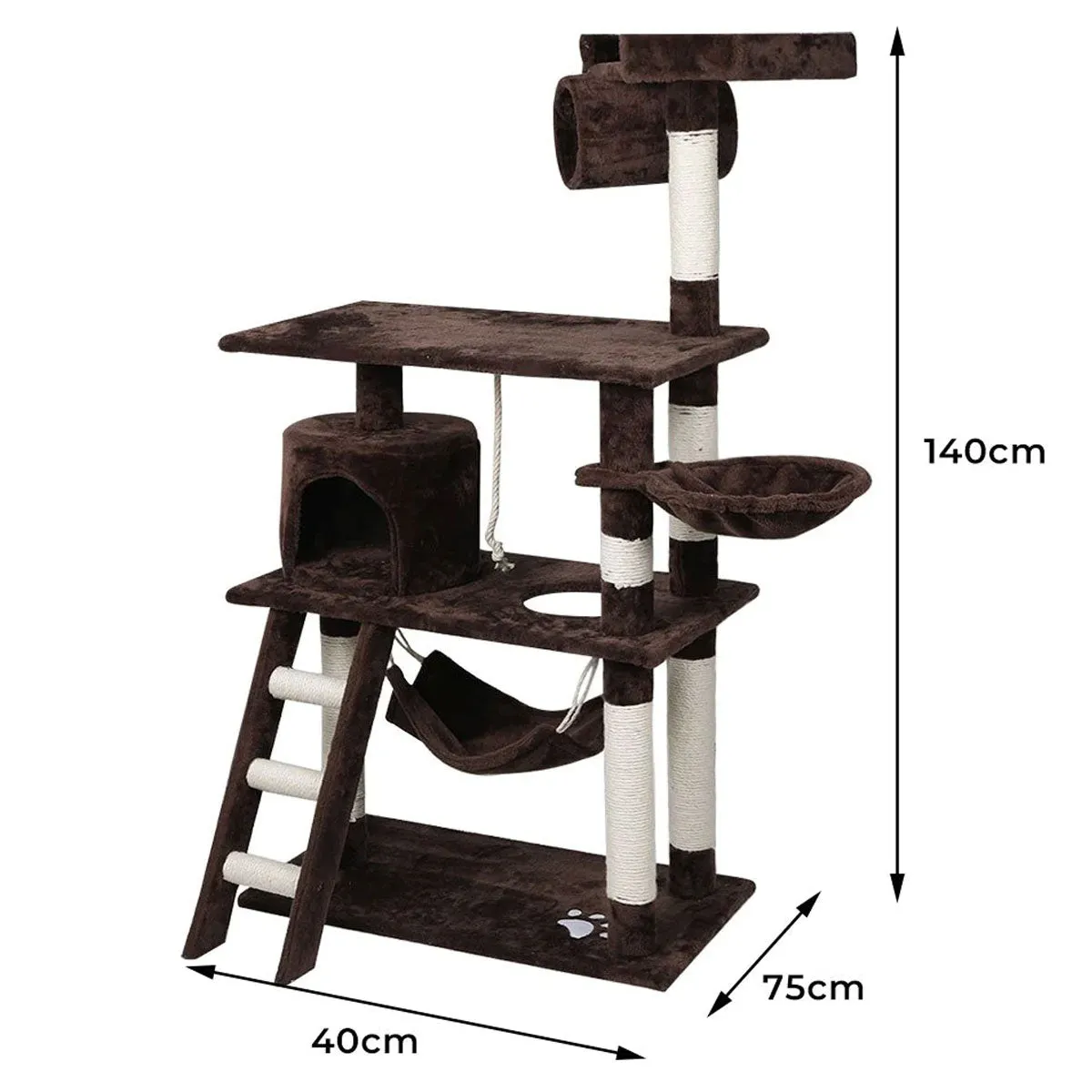 Cat Tree Scratching Post Scratcher Tower Toys Condo House Wood Furniture Bed Stand - dark brown