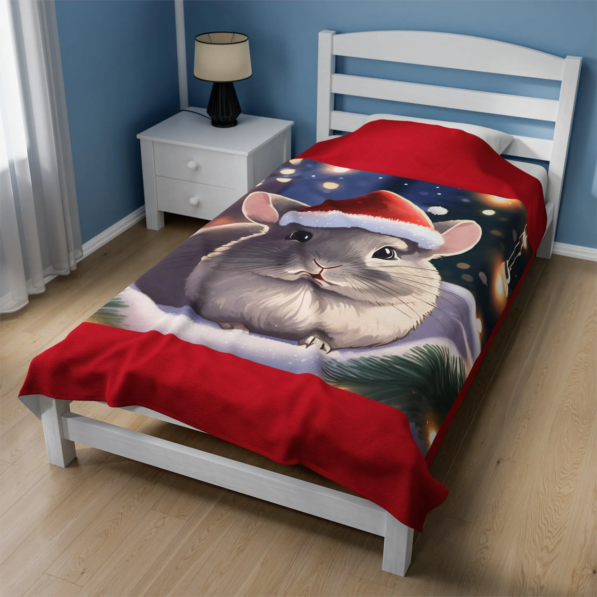 Cozy Christmas Bunny Velveteen Plush Blanket