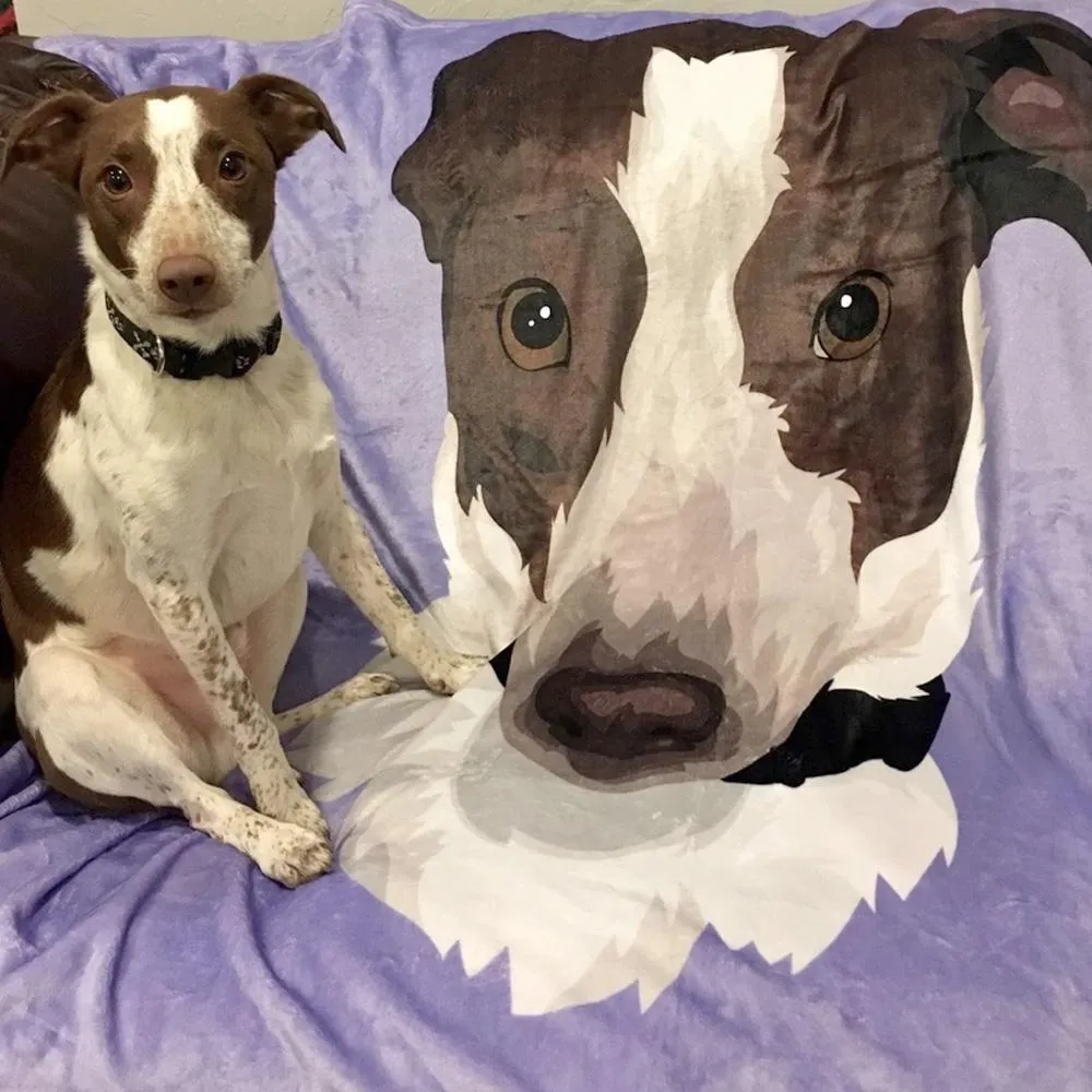 Custom Dog Blankets Personalized Pet Photo Blankets Painted Art Portrait Fleece Blanket Best Gift 2021 Pet Portrait Blanket Black Dog