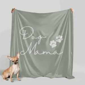Dog Mama and PawPrint Neutral Sherpa Blanket