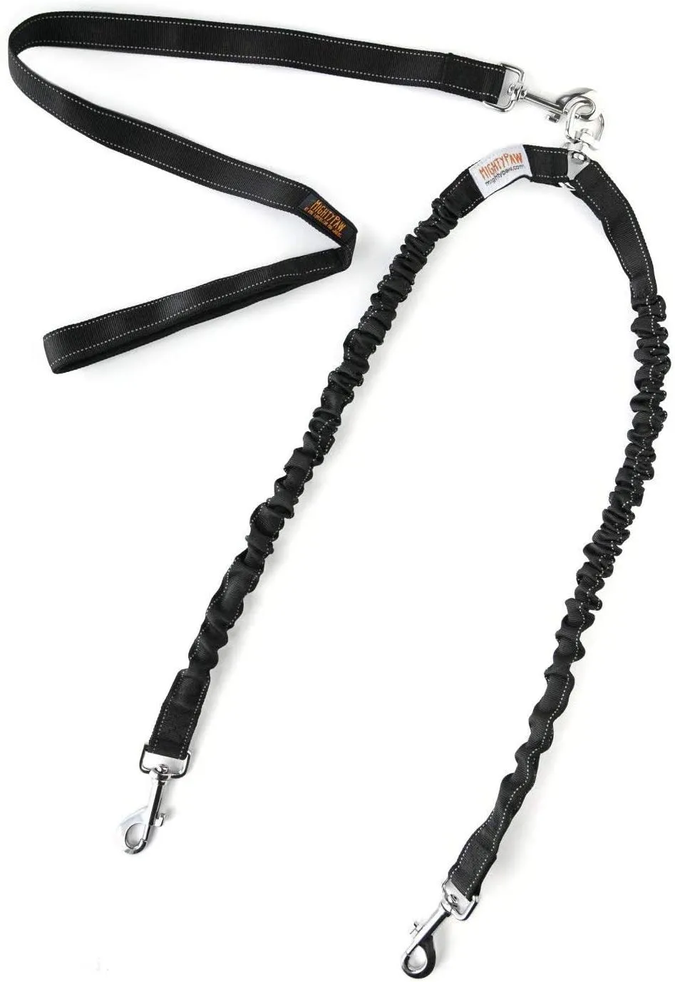 Double Dog Bungee Leash - Tangle-Free Swivel, Weather-Proof Nylon
