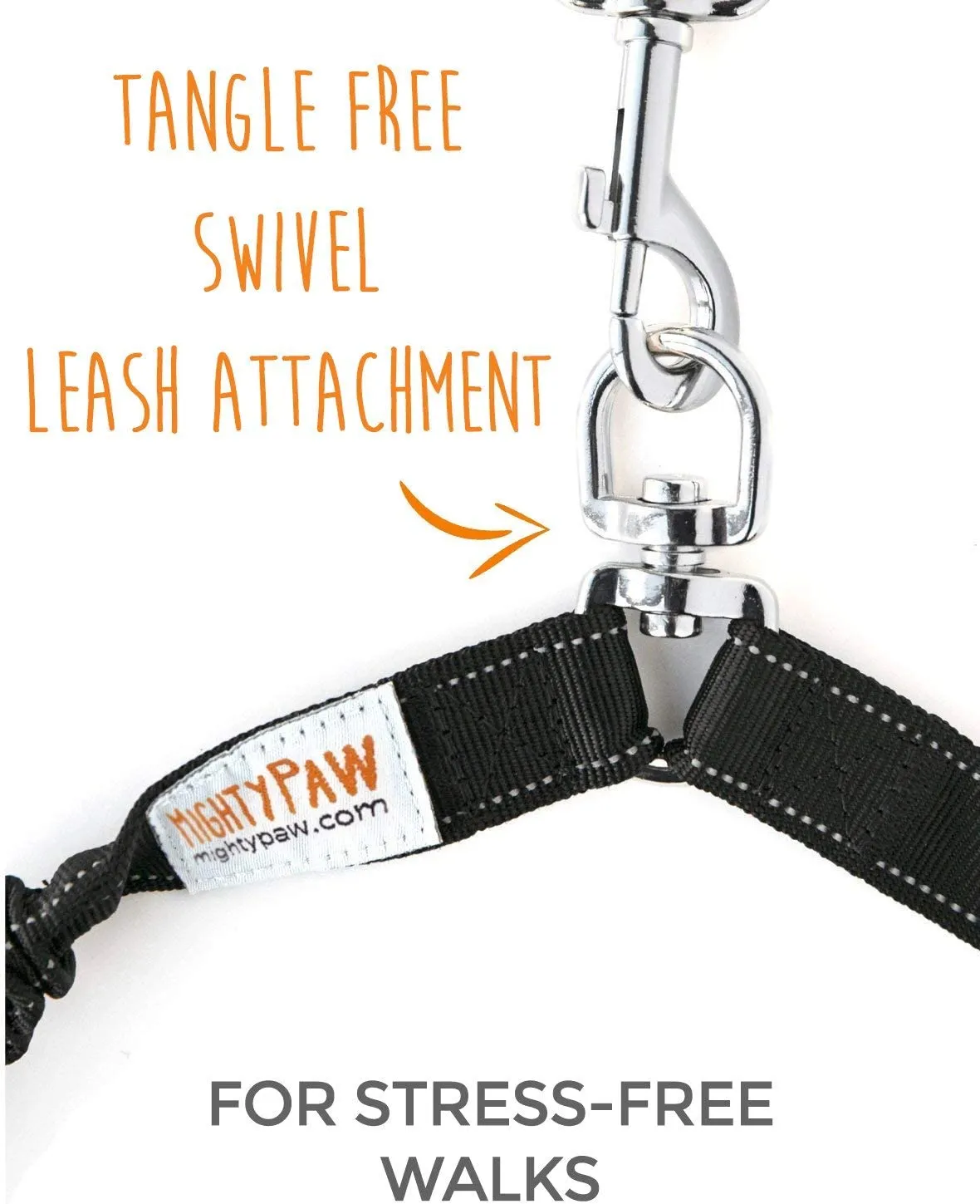 Double Dog Bungee Leash - Tangle-Free Swivel, Weather-Proof Nylon