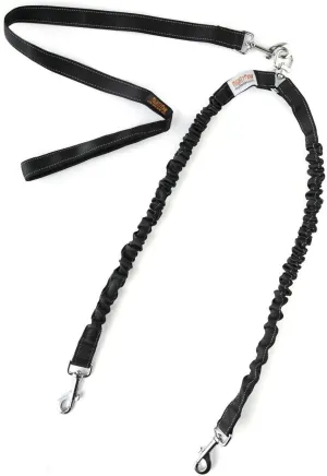 Double Dog Bungee Leash - Tangle-Free Swivel, Weather-Proof Nylon