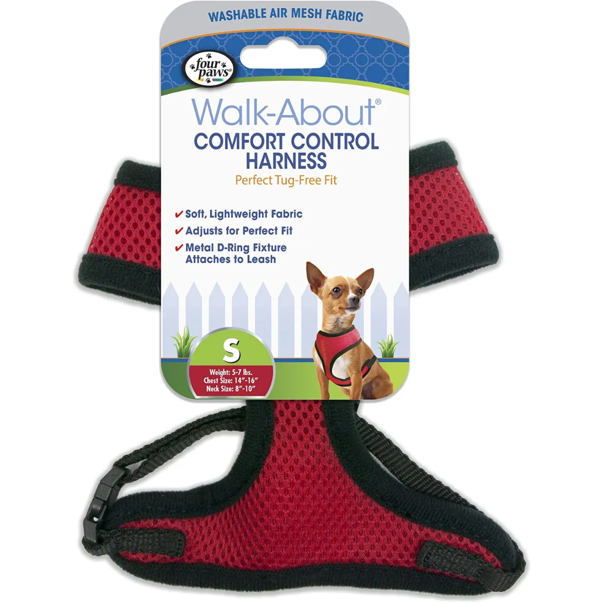 Four Paws Comfort Control Dog Harness, Red, Small