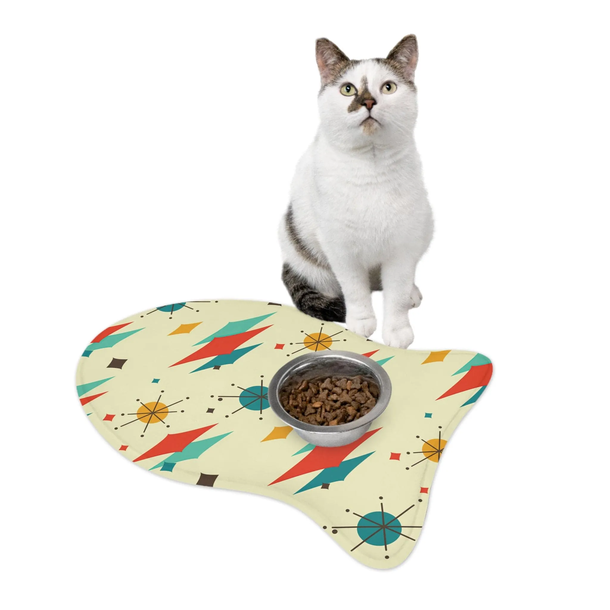 Franciscan Diamond Starburst Pet Feeding Mat, Bone and Fish Shape Cat, Dog Non-Slip, Highly Absorbent Pad, Pet Lovers Gift- 128081923