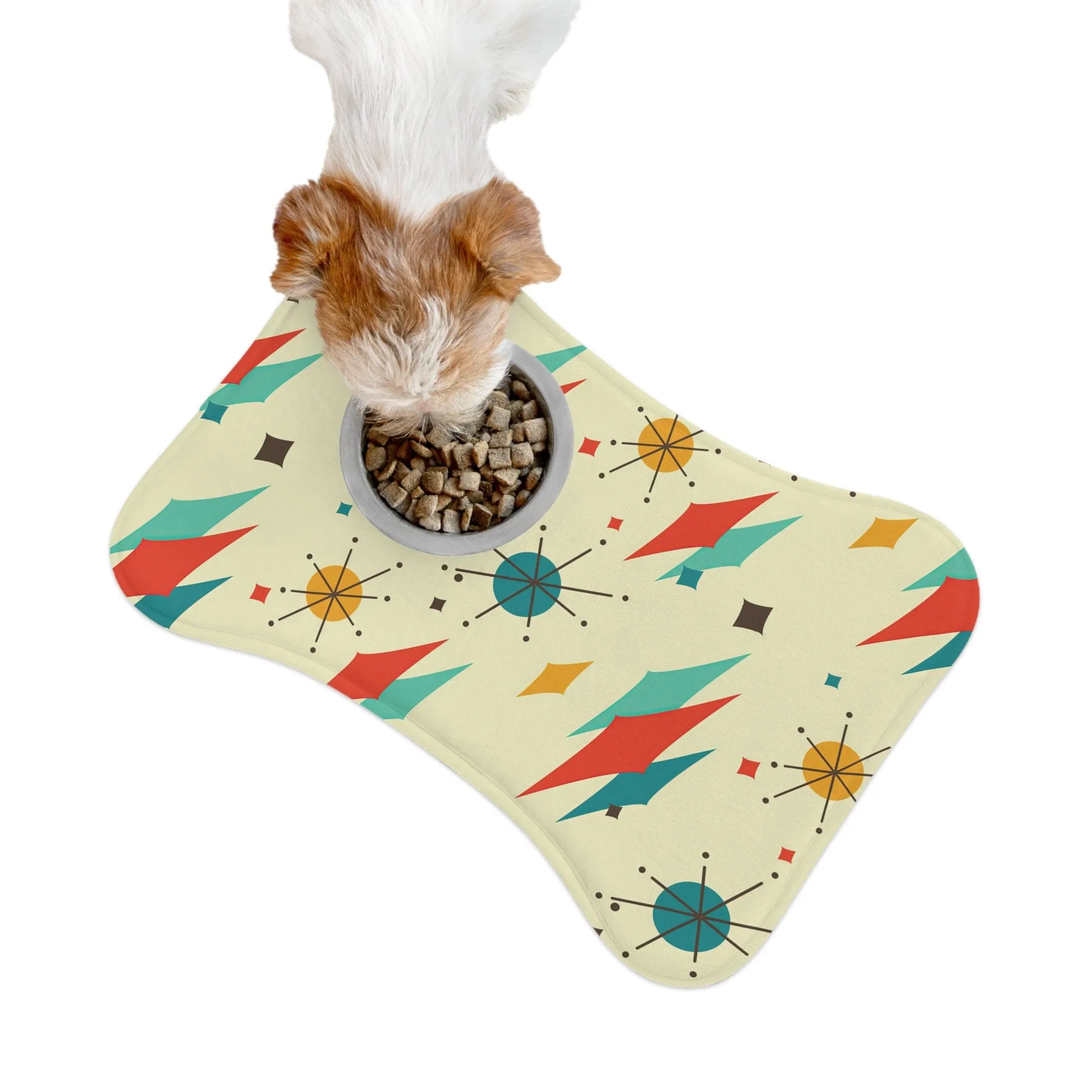 Franciscan Diamond Starburst Pet Feeding Mat, Bone and Fish Shape Cat, Dog Non-Slip, Highly Absorbent Pad, Pet Lovers Gift- 128081923