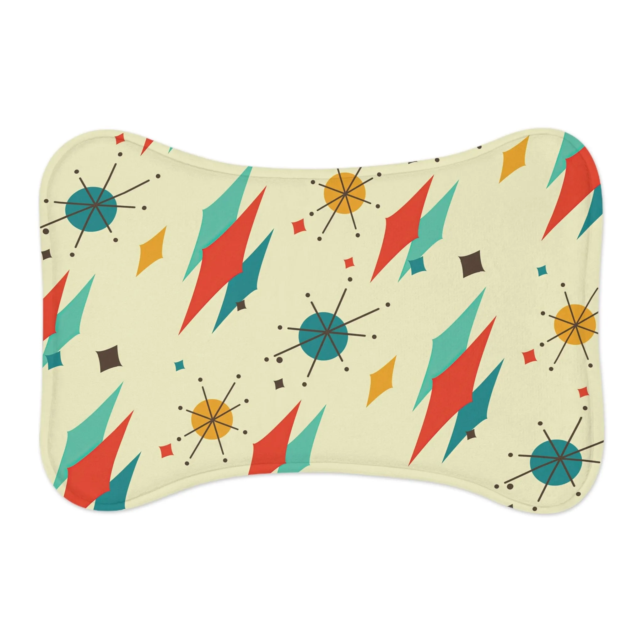 Franciscan Diamond Starburst Pet Feeding Mat, Bone and Fish Shape Cat, Dog Non-Slip, Highly Absorbent Pad, Pet Lovers Gift- 128081923
