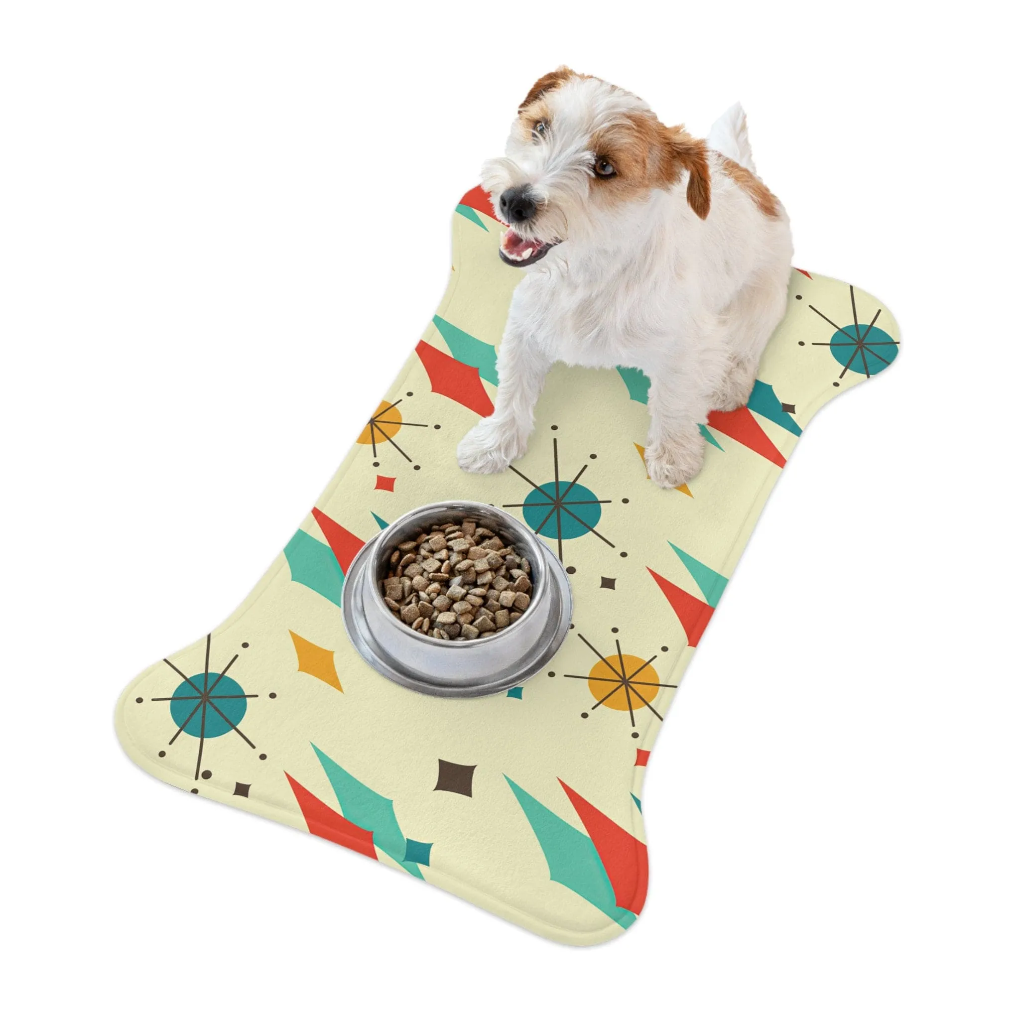Franciscan Diamond Starburst Pet Feeding Mat, Bone and Fish Shape Cat, Dog Non-Slip, Highly Absorbent Pad, Pet Lovers Gift- 128081923