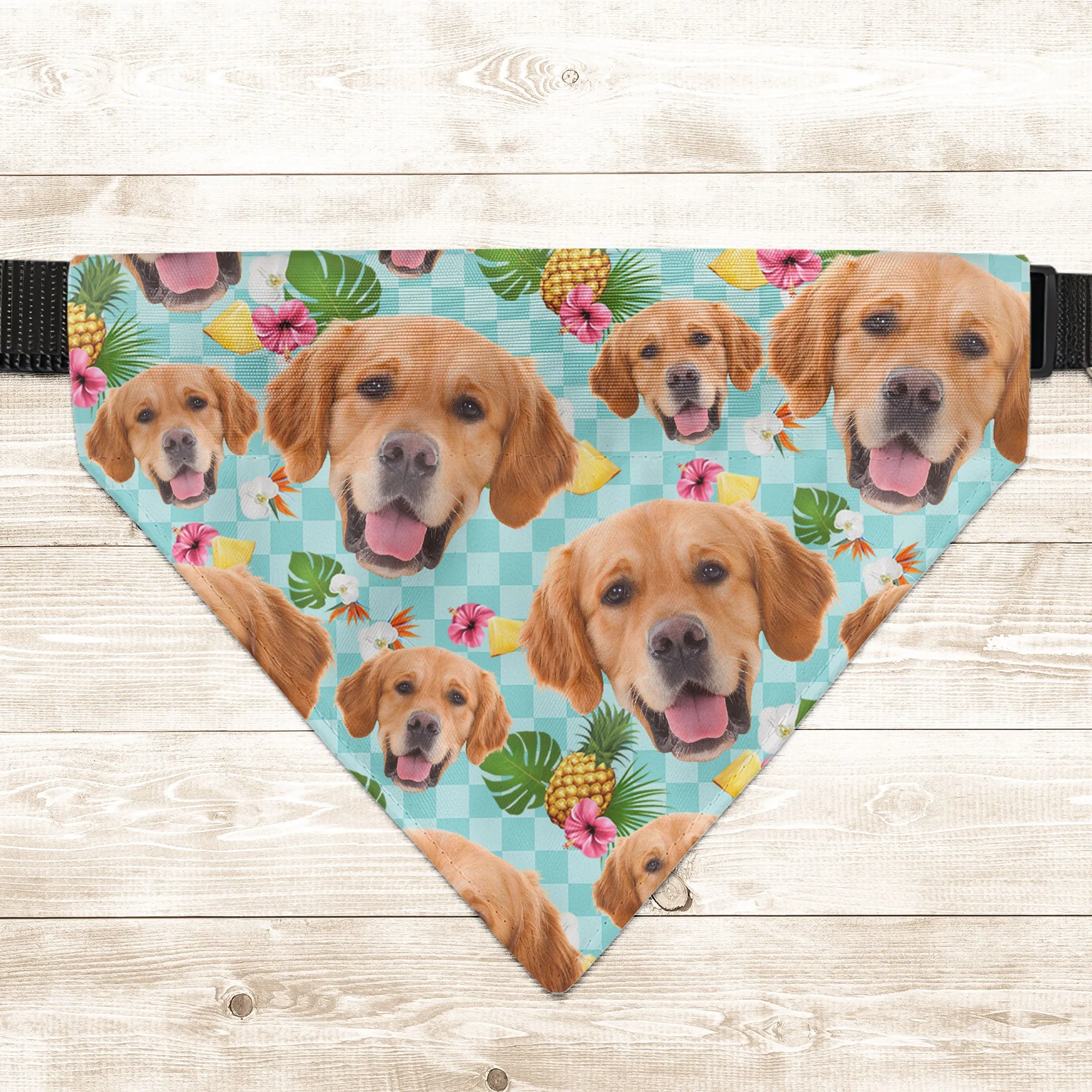 Hawaiian Bandana Pet Custom Face - Personalized Photo Bandana Collar