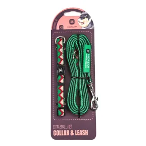 HiDREAM Rainbow Mini Dog Collar & Leash Set (Green)