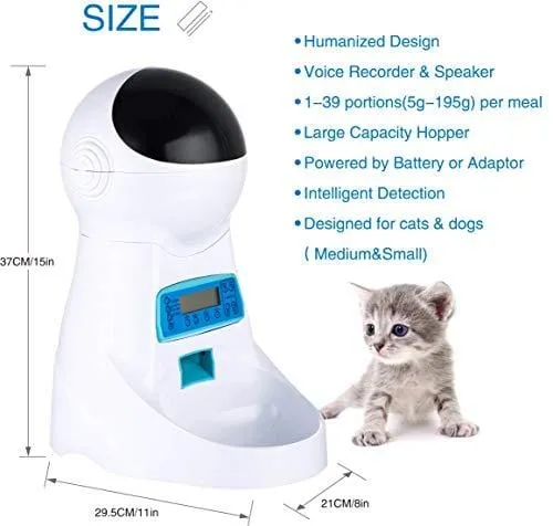 JOYTOOL Automatic Cat Feeder Pet Dog Food Dispenser Feeder For Small Medium Large Cat Dog-4 Meal Timer Programmable Voice Recorder Portion Control