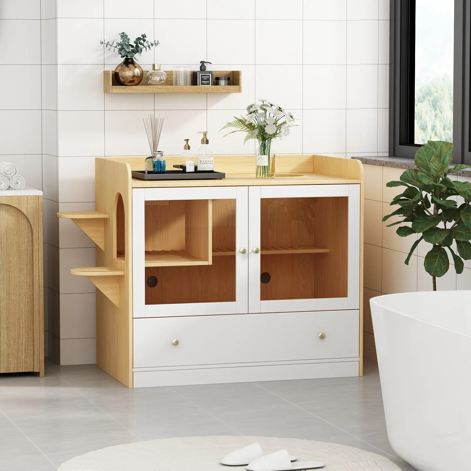 Large Cat Litter Box Furniture Hidden-180099