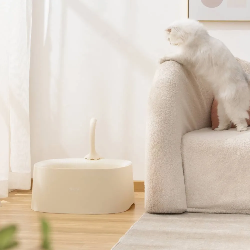 Michu Macaron Open High Edge Extra Large Cat Litter Box White