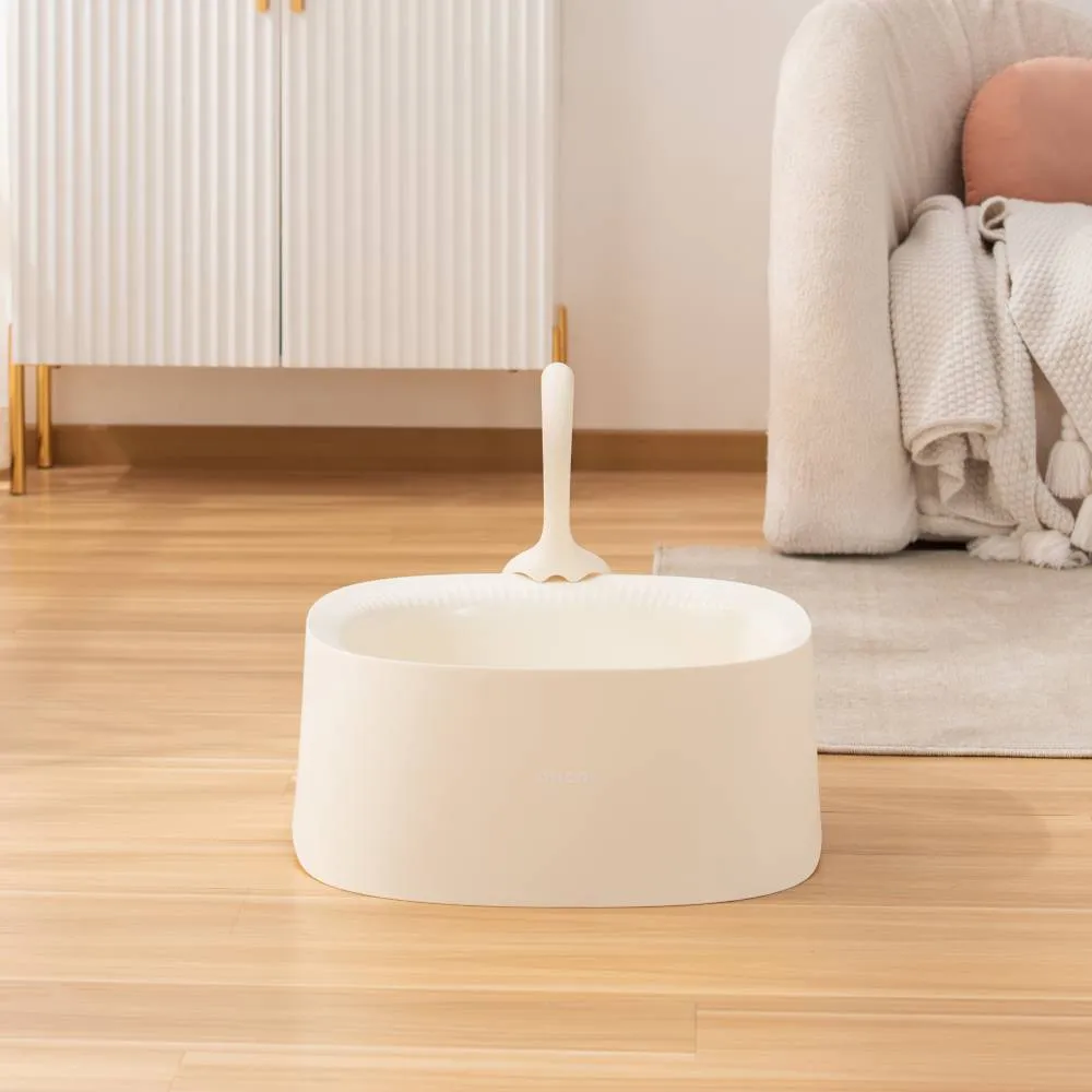 Michu Macaron Open High Edge Extra Large Cat Litter Box White