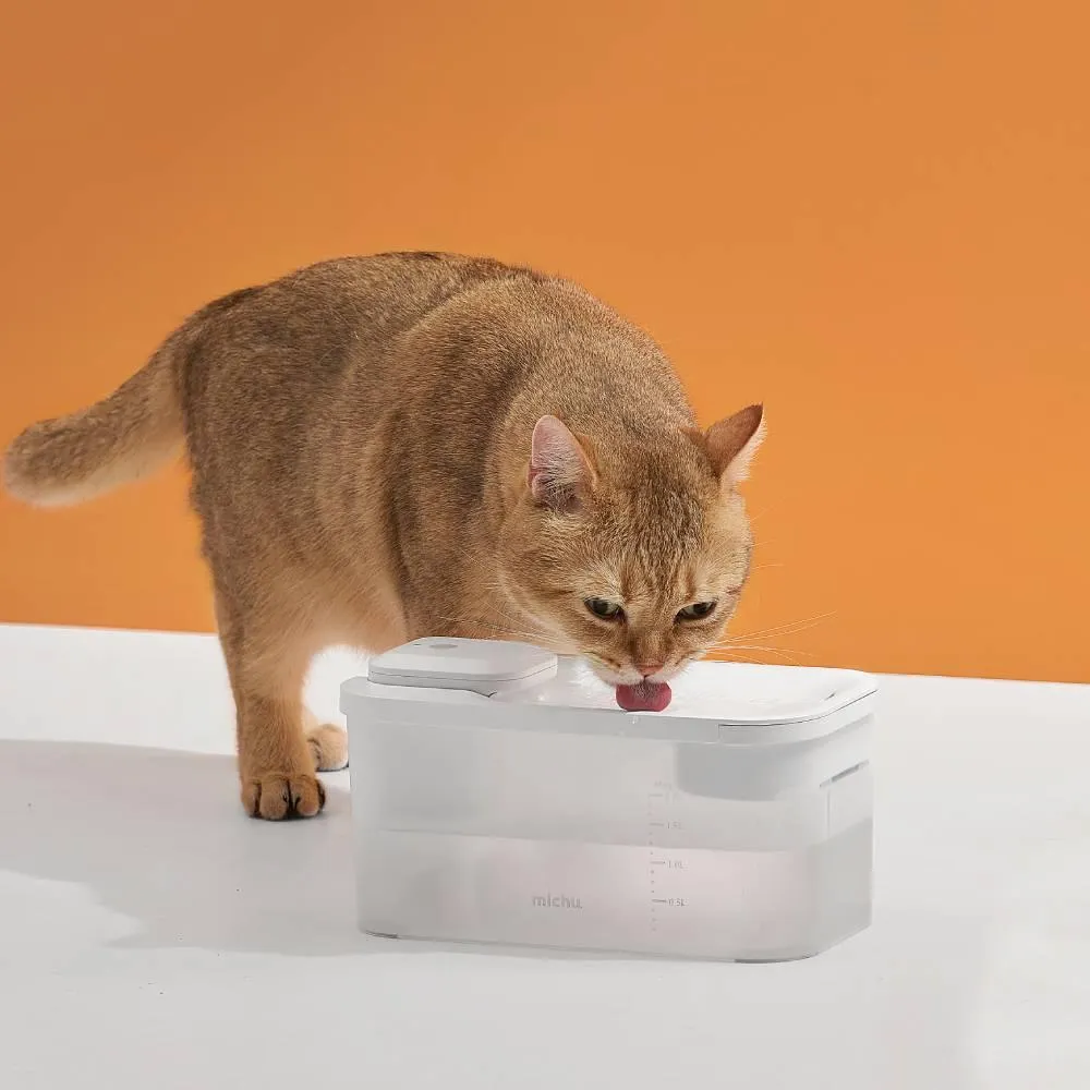 Michu Wireless Cat Water Fountain - Battery Operated Dispenser for Healthy Hydration