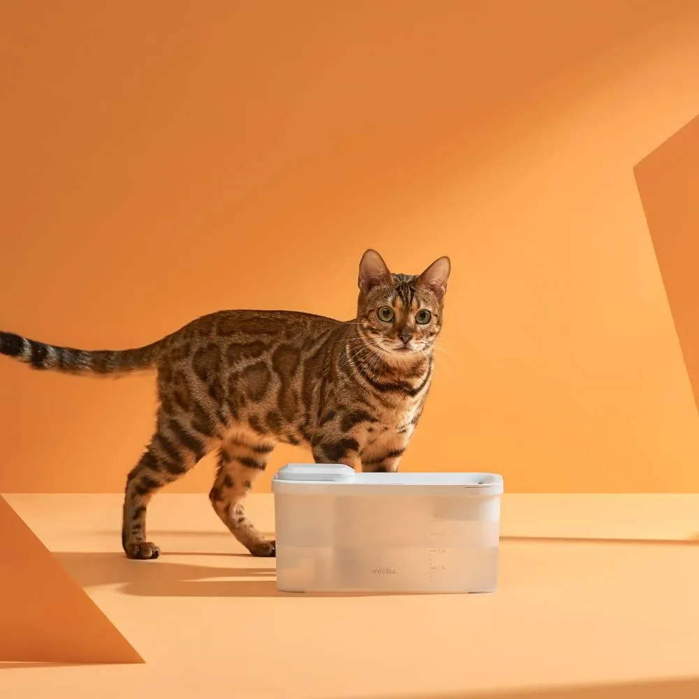 Michu Wireless Cat Water Fountain - Battery Operated Dispenser for Healthy Hydration