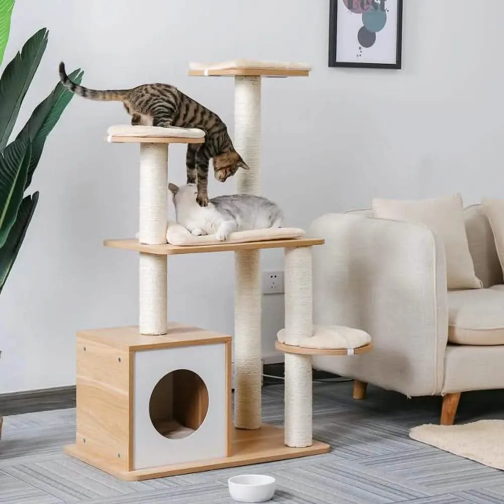 Modern Cat Tree House | 7-Level Activity Center with Multiple Condos | Climbing Frame & Play Areas for Cats