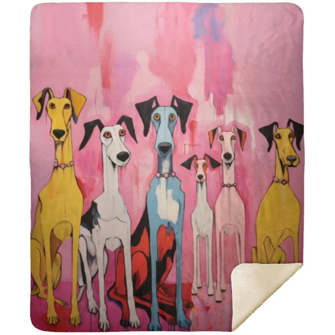 Pack In Pink Dog Art Original Design Premium Sherpa Blanket