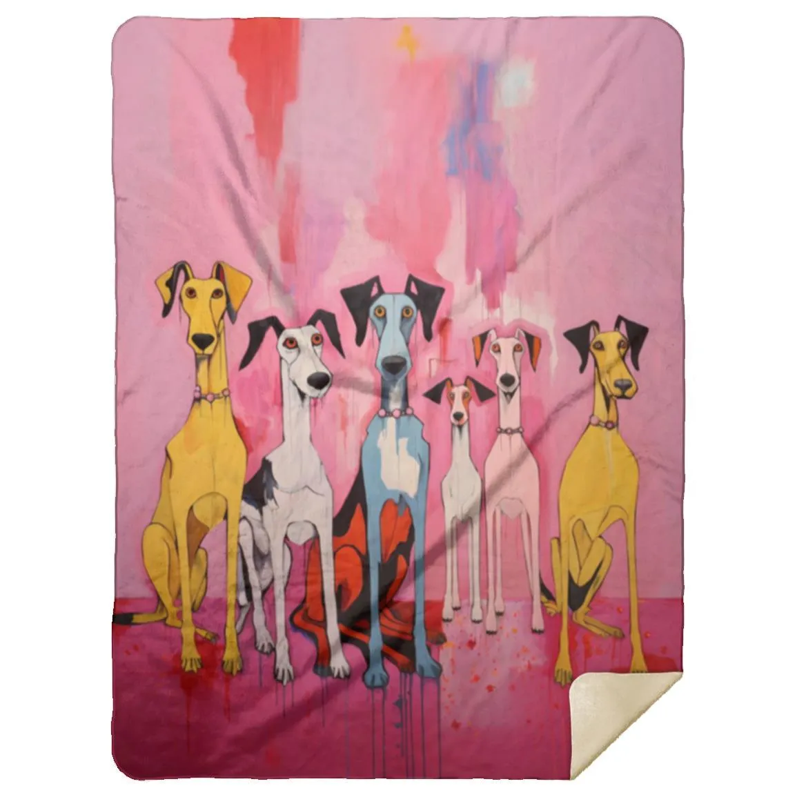 Pack In Pink Dog Art Original Design Premium Sherpa Blanket