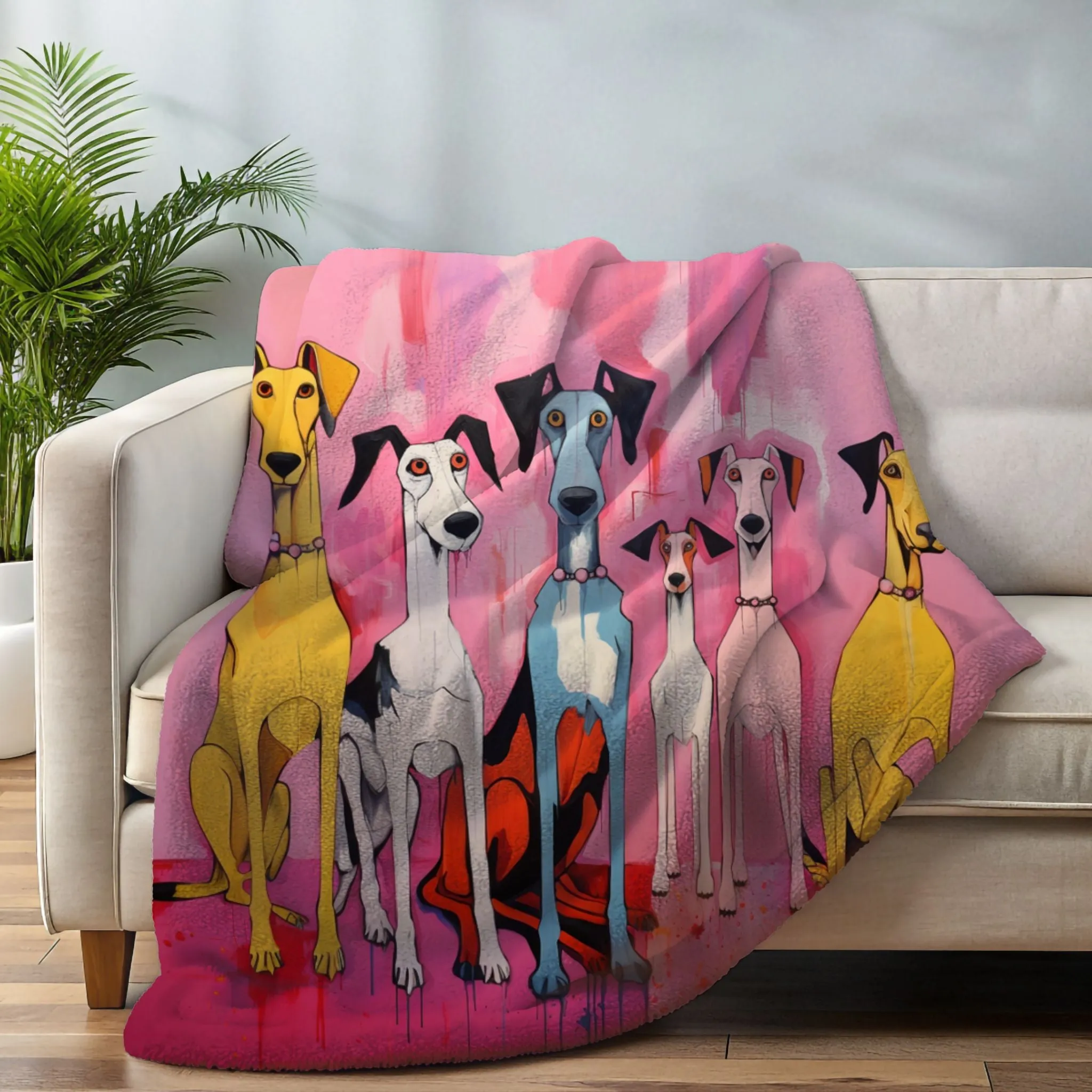 Pack In Pink Dog Art Original Design Premium Sherpa Blanket