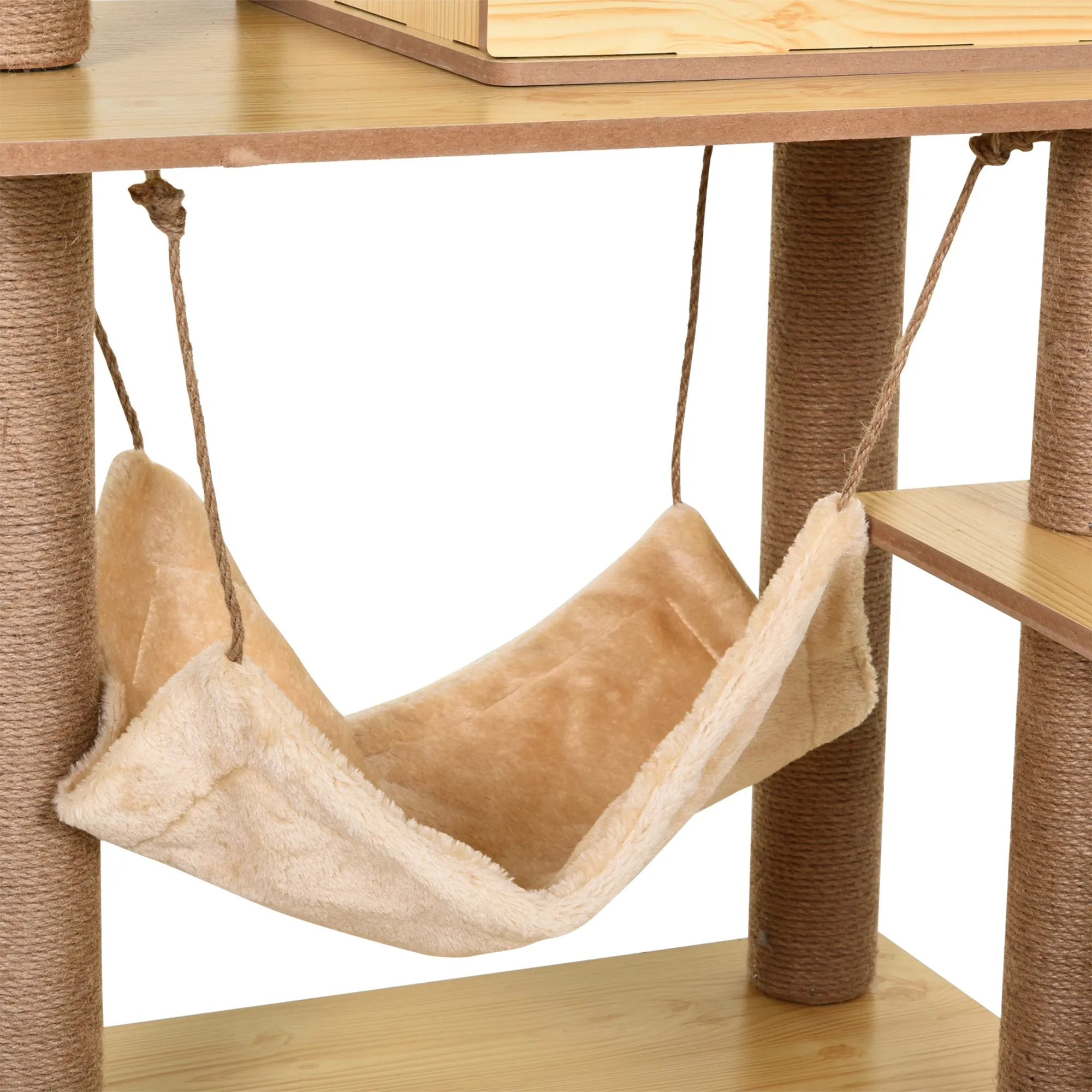 PawHut Cat Tree, 130cm Cat Tree for Indoor Cats, Multi-Level Plush Cat Tower