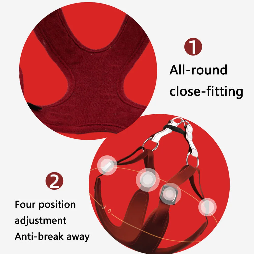 PAWS ASIA China Manufacturers Suede Adjustable Reflective Dog Vest And Leash Harness
