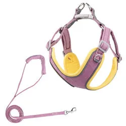PAWS ASIA China Manufacturers Suede Adjustable Reflective Dog Vest And Leash Harness