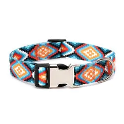 PAWS ASIA Factory Polyester Colorful Personalized Printed Engraved Metal Buckle Dog Collar Cat