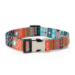 PAWS ASIA Factory Polyester Colorful Personalized Printed Engraved Metal Buckle Dog Collar Cat