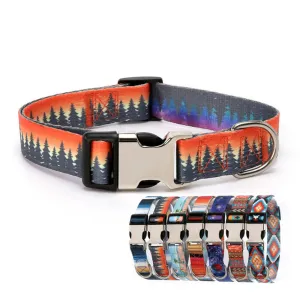 PAWS ASIA Factory Polyester Colorful Personalized Printed Engraved Metal Buckle Dog Collar Cat