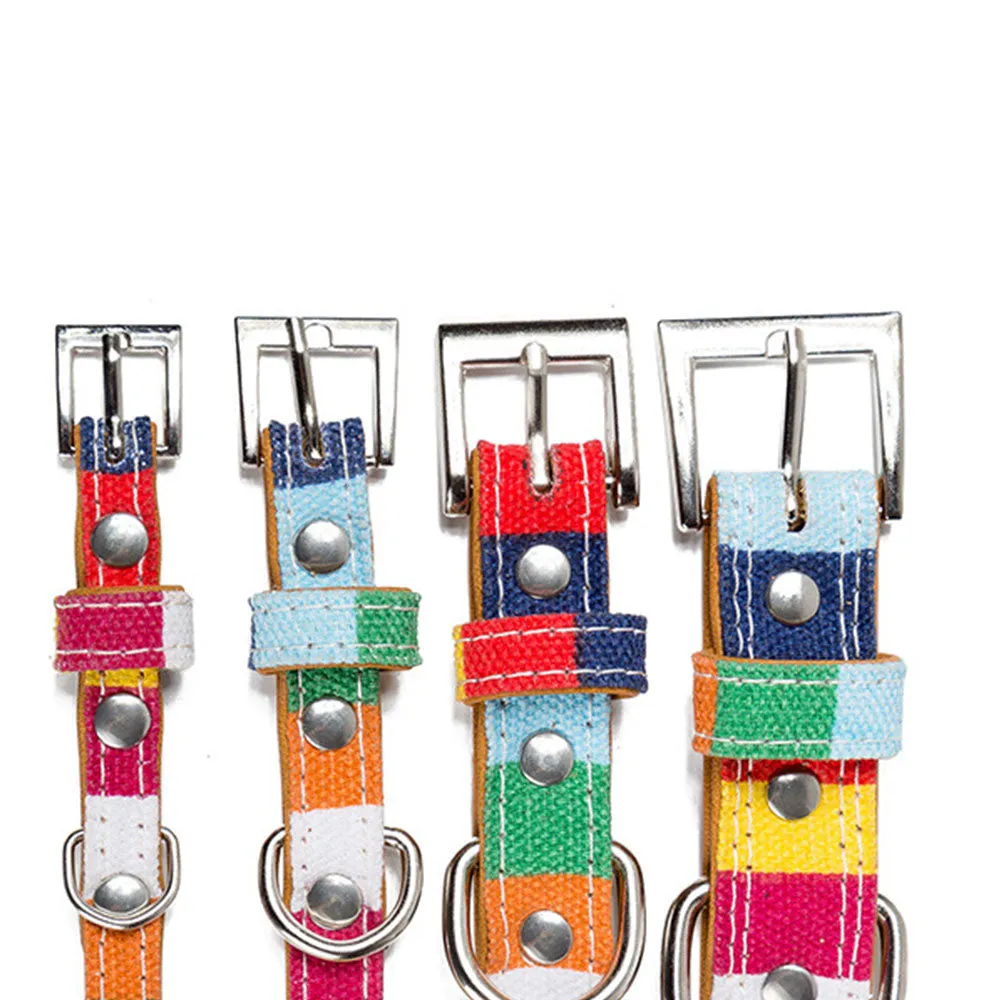 PAWS ASIA Manufacturer Wholesale Pu Material Custom Personalized Stripe Adjustable Cheap Rainbow Dog Collar