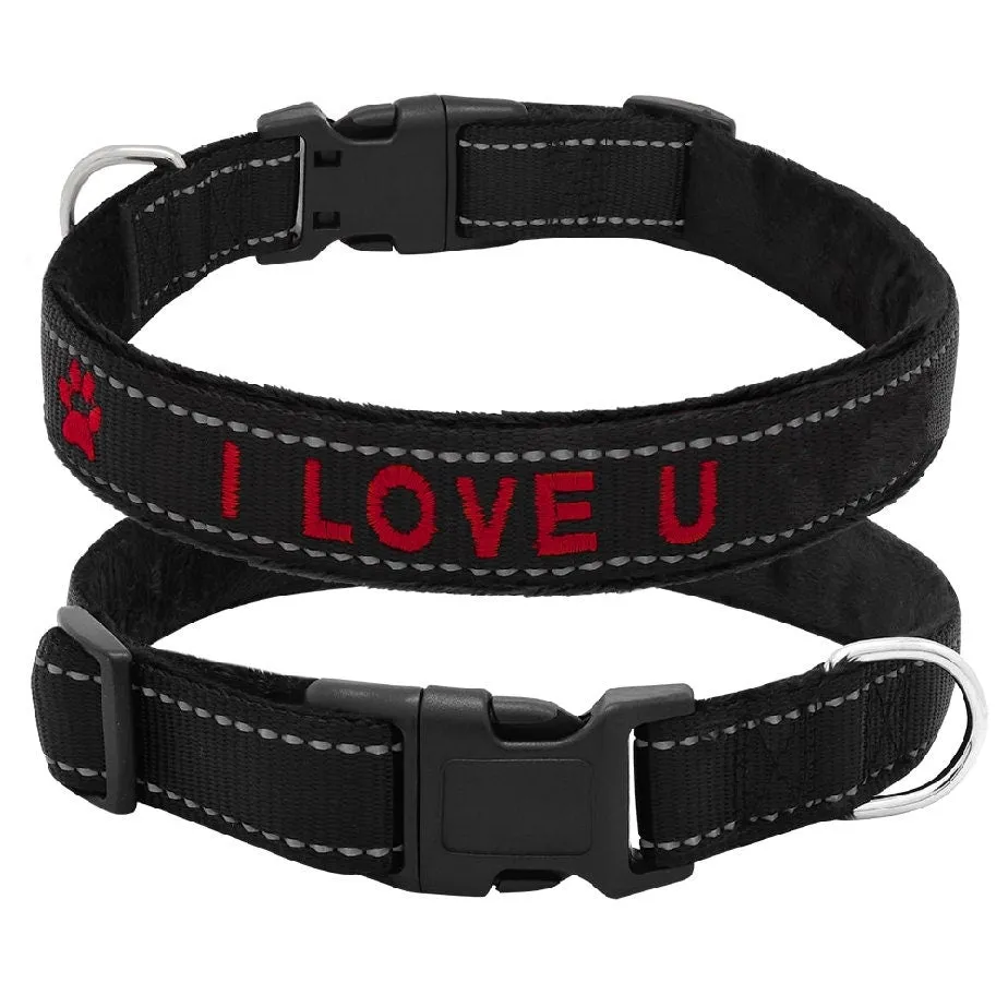 Personalized Dog Collar, Custom Collar Embroidered with Pet Name Phone Number, Reflective Pet Collar, Dog Collar, Small Medium Large Dogs