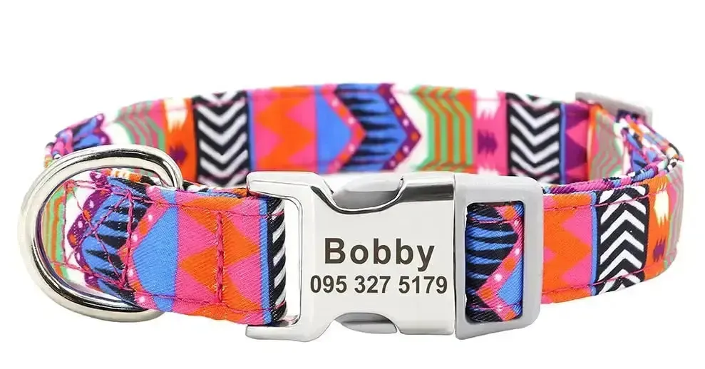Personalized Dog Collar w/ Patterns - Engrave Your Pet's ID