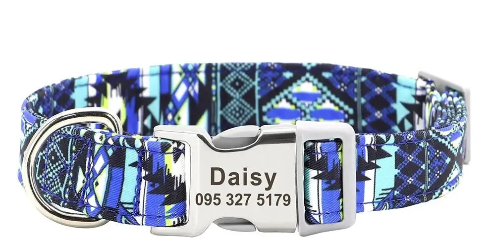 Personalized Dog Collar w/ Patterns - Engrave Your Pet's ID
