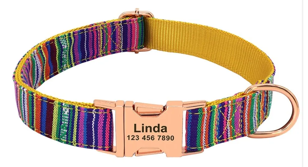 Personalized Dog Collar w/ Patterns - Engrave Your Pet's ID