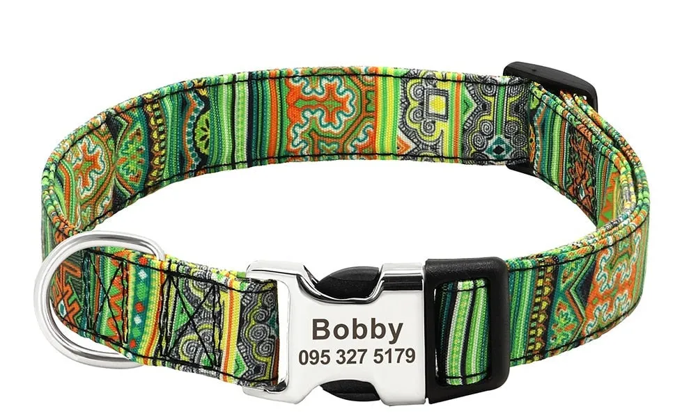 Personalized Dog Collar w/ Patterns - Engrave Your Pet's ID